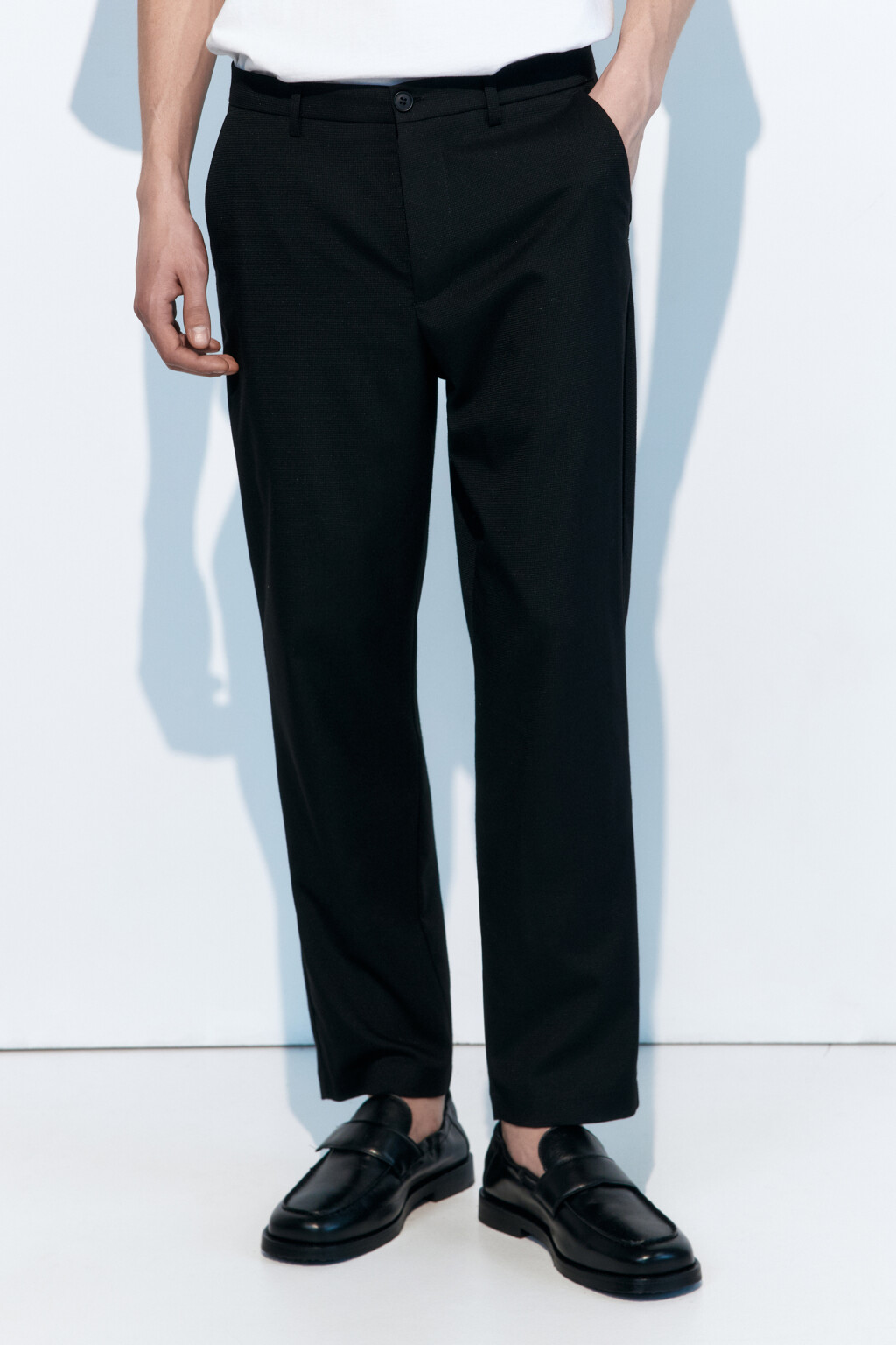 Брюки прямые из костюмной ткани - цвет черный - 2