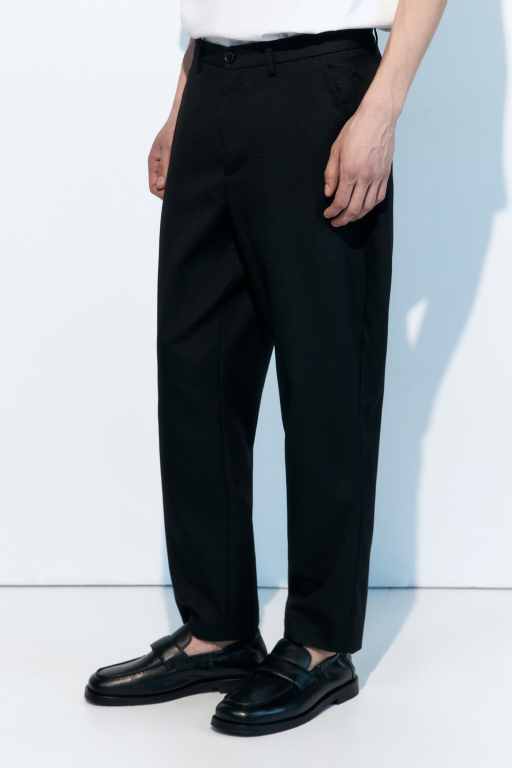 Брюки прямые из костюмной ткани - цвет черный - 3