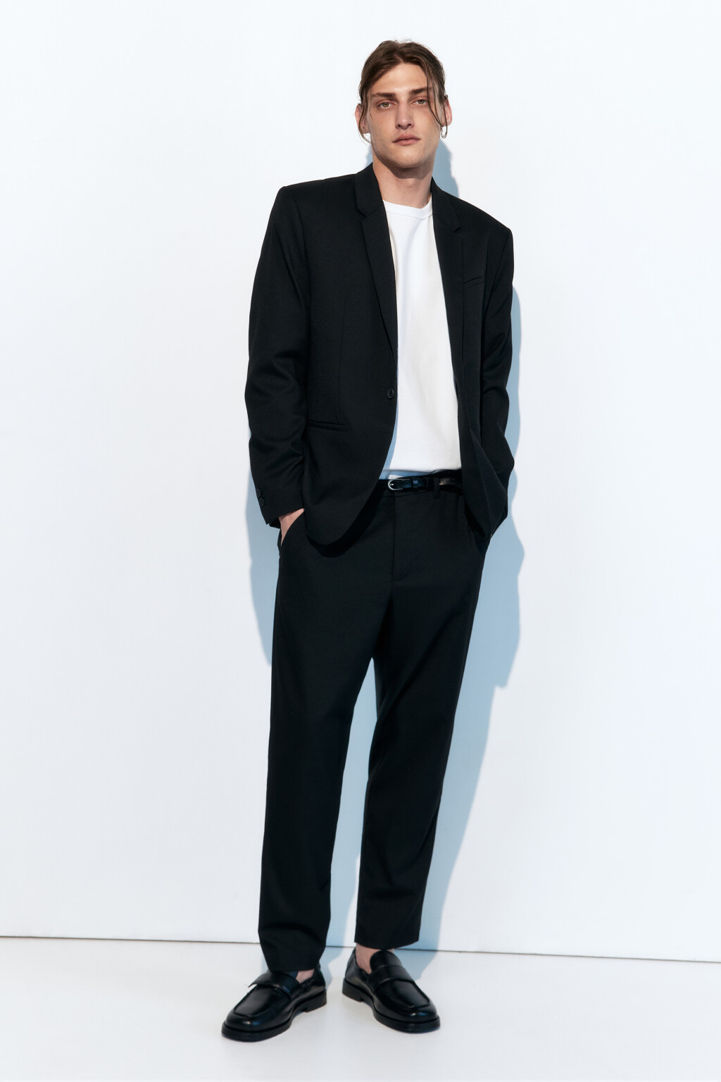 Брюки прямые из костюмной ткани - цвет черный - 5