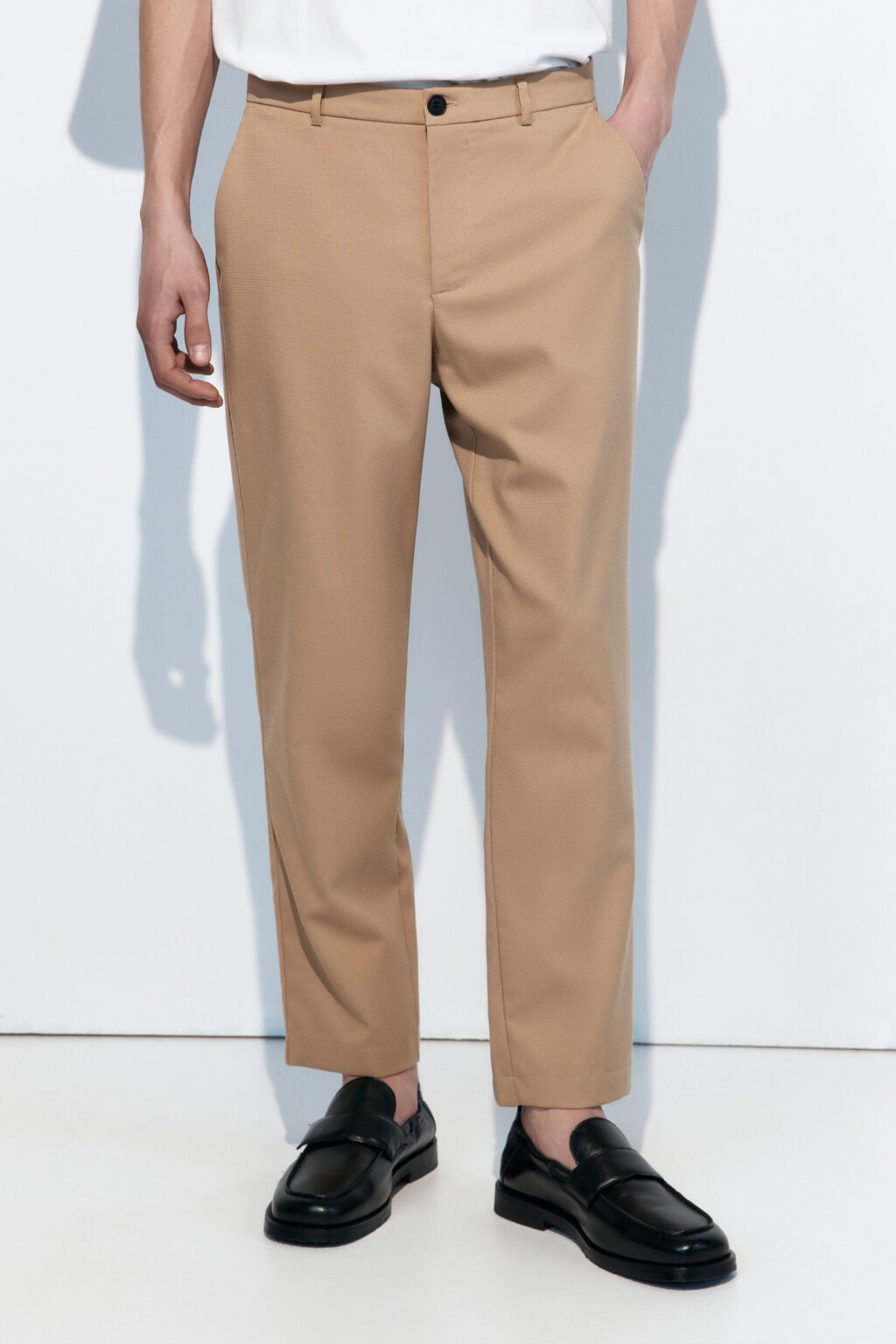 Брюки прямые из костюмной ткани - цвет бежевый - 2