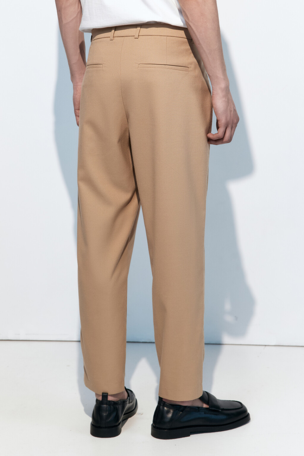 Брюки прямые из костюмной ткани - цвет бежевый - 4