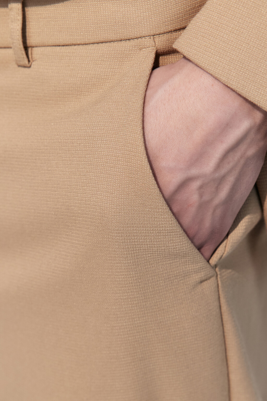 Брюки прямые из костюмной ткани - цвет бежевый - 7