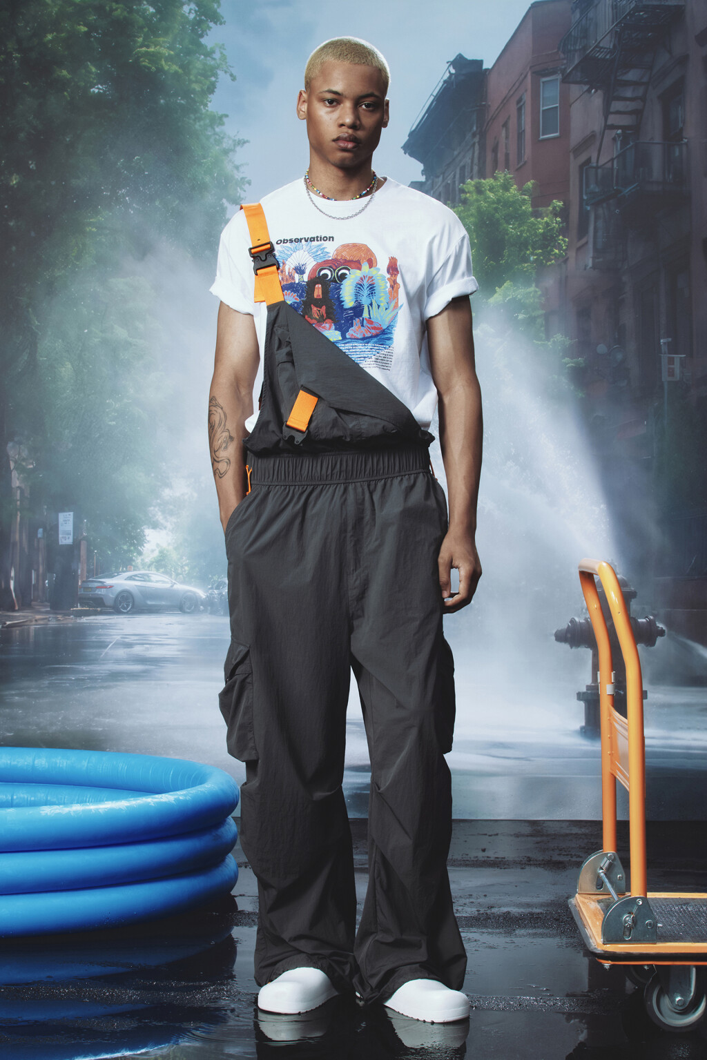 Комбинезон с лямками и накладными карманами - цвет серый - 8