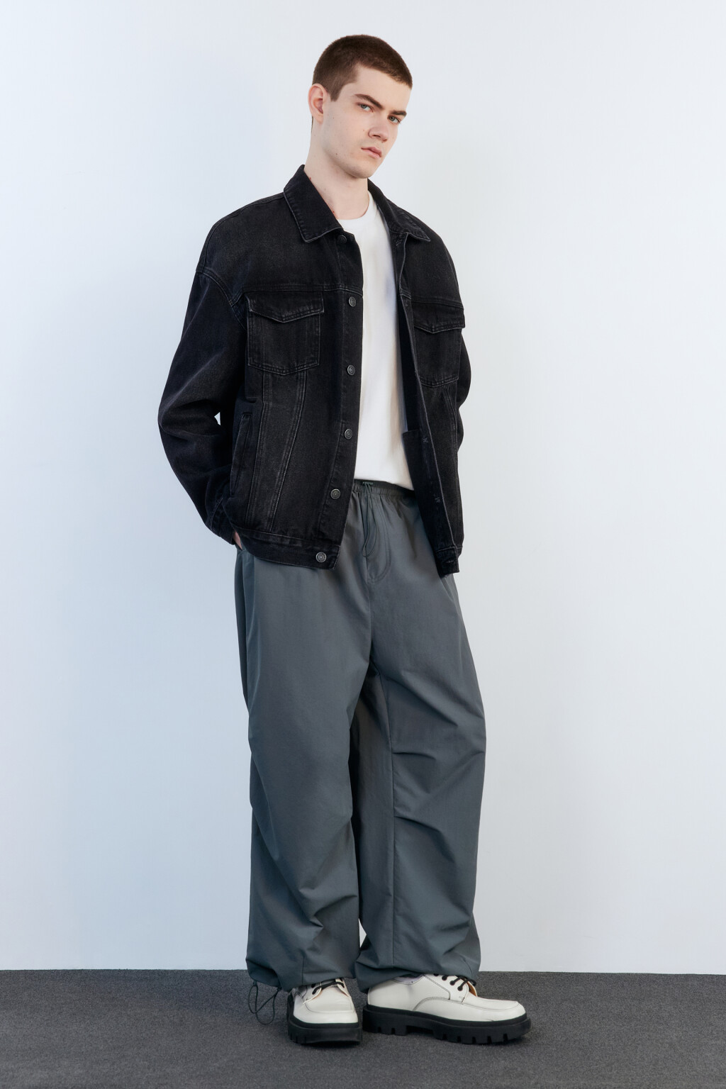 Брюки-парашюты широкие с драпировками - цвет зеленый - 6