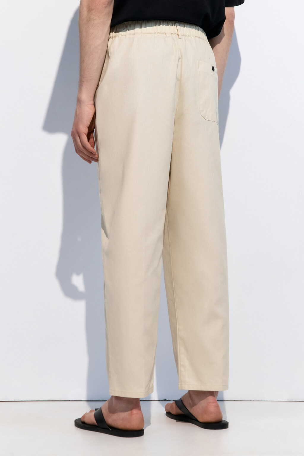 Брюки зауженные хлопковые однотонные - цвет бежевый - 5