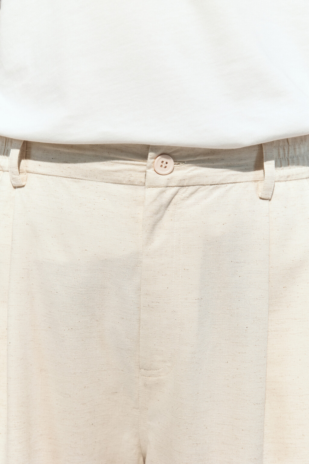Брюки костюмные из льняной ткани - цвет бежевый - 6
