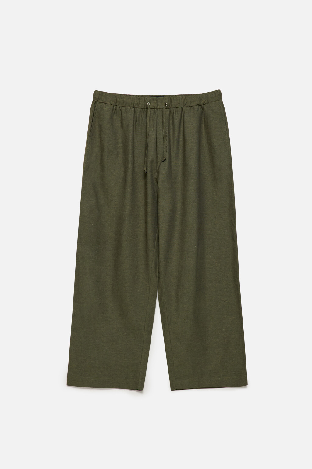 Брюки льняные с поясом на завязках - цвет зеленый - 8
