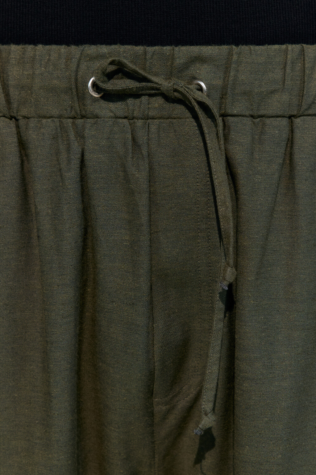 Брюки льняные с поясом на завязках - цвет зеленый - 6