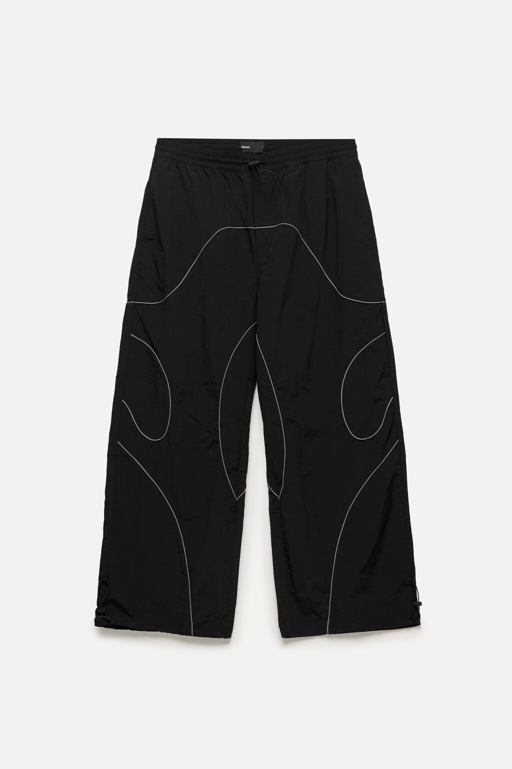 Брюки экстраширокие с контрастными швами - цвет черный - 10