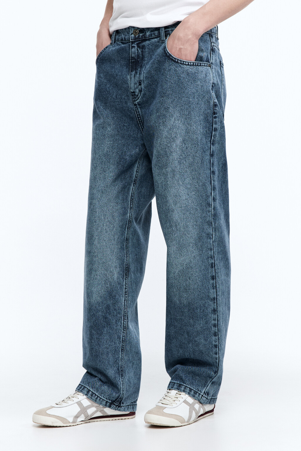 Джинсы straight прямые с вареным эффектом - цвет голубой - 3