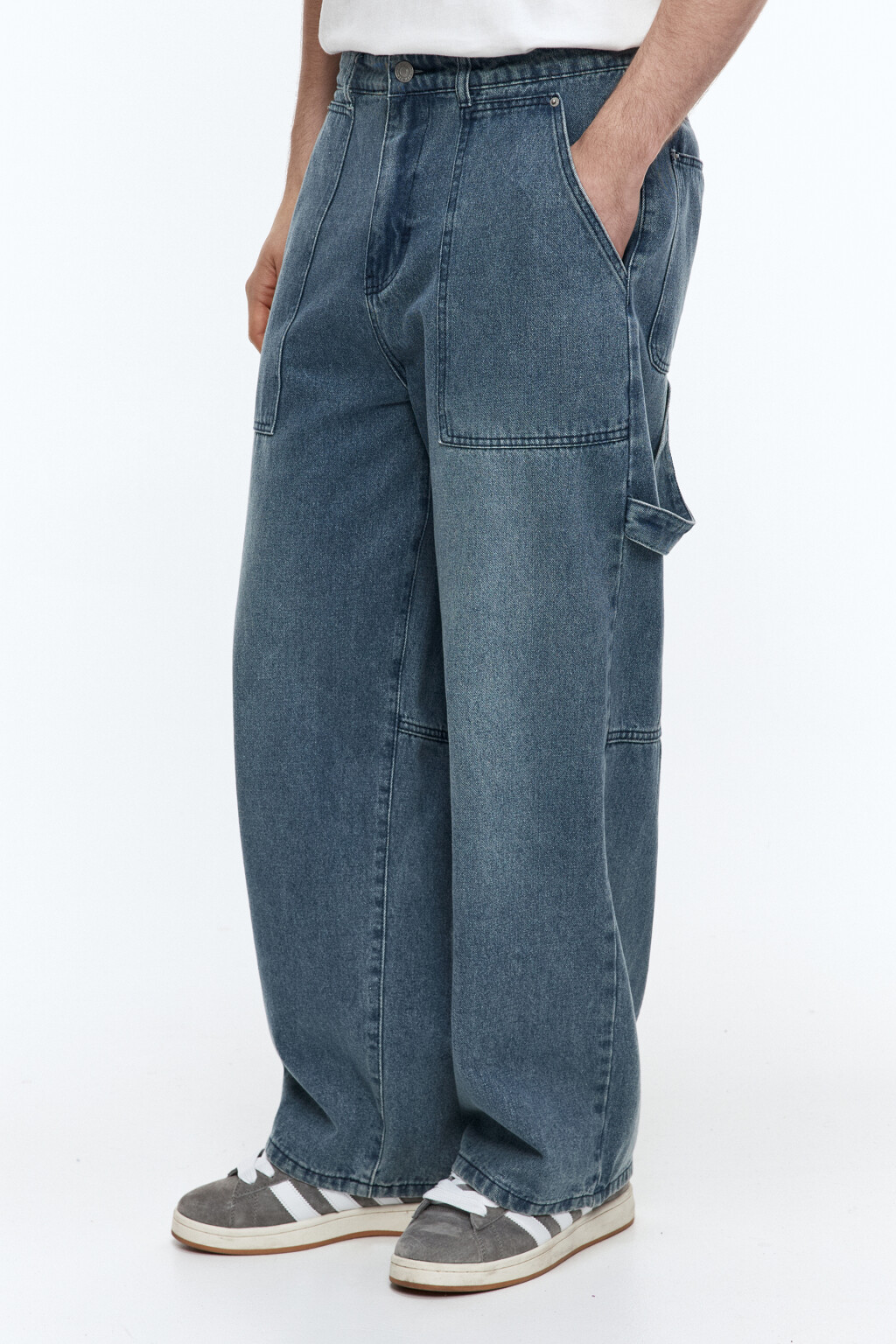 Джинсы carpenter fit широкие с карманами - цвет голубой - 3