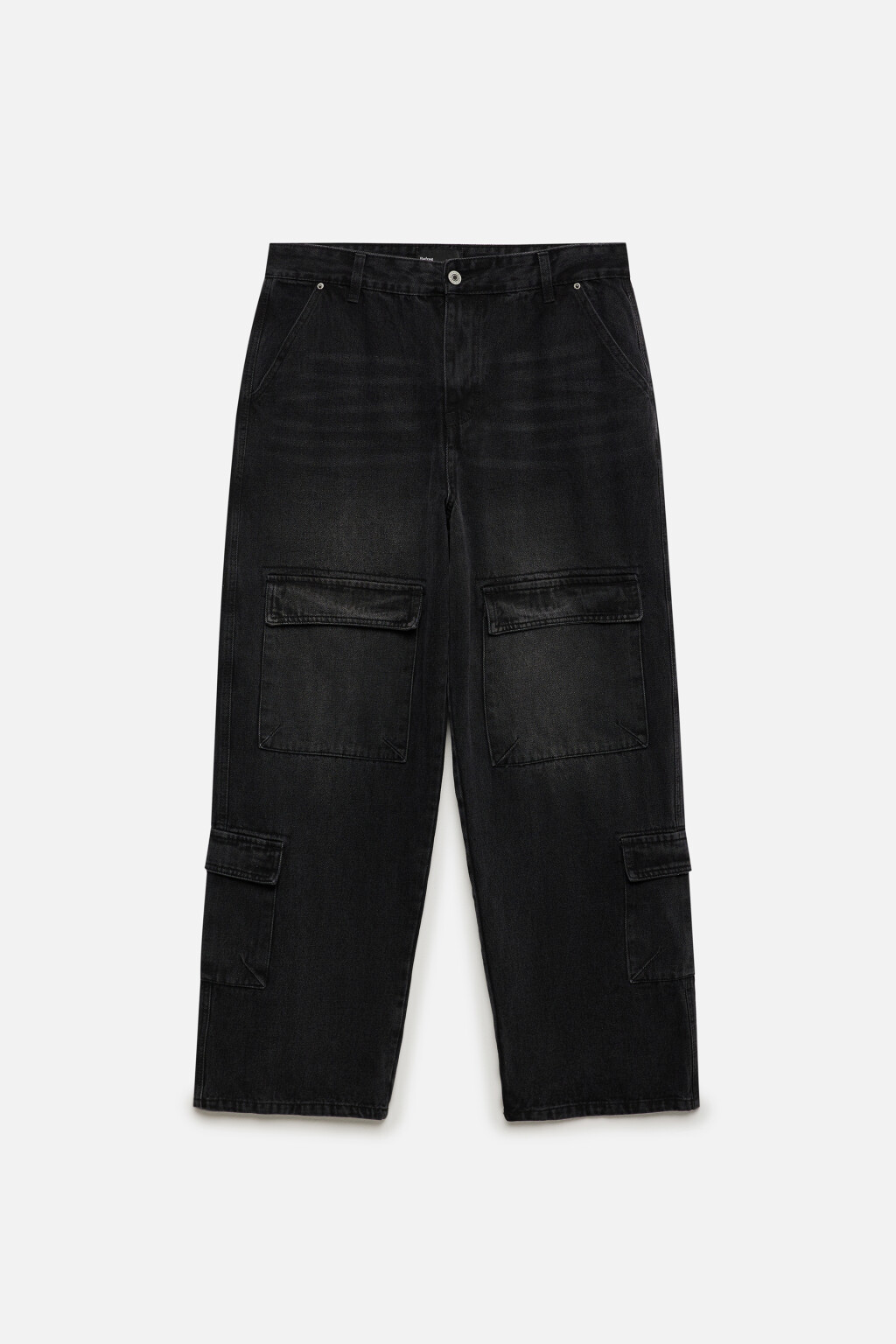 Джинсы-карго широкие со стиркой - цвет черный - 8