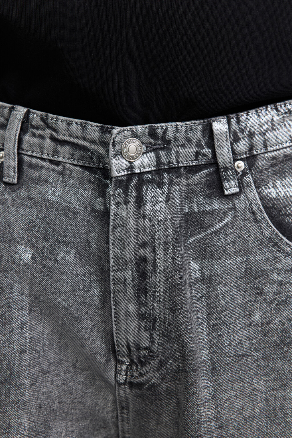 Джинсы широкие с состаренным эффектом - цвет серый - 7