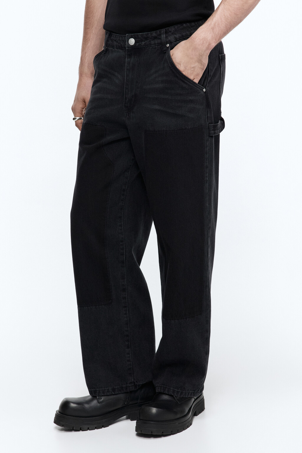 Джинсы прямые с декоративной петлей - цвет серый - 2