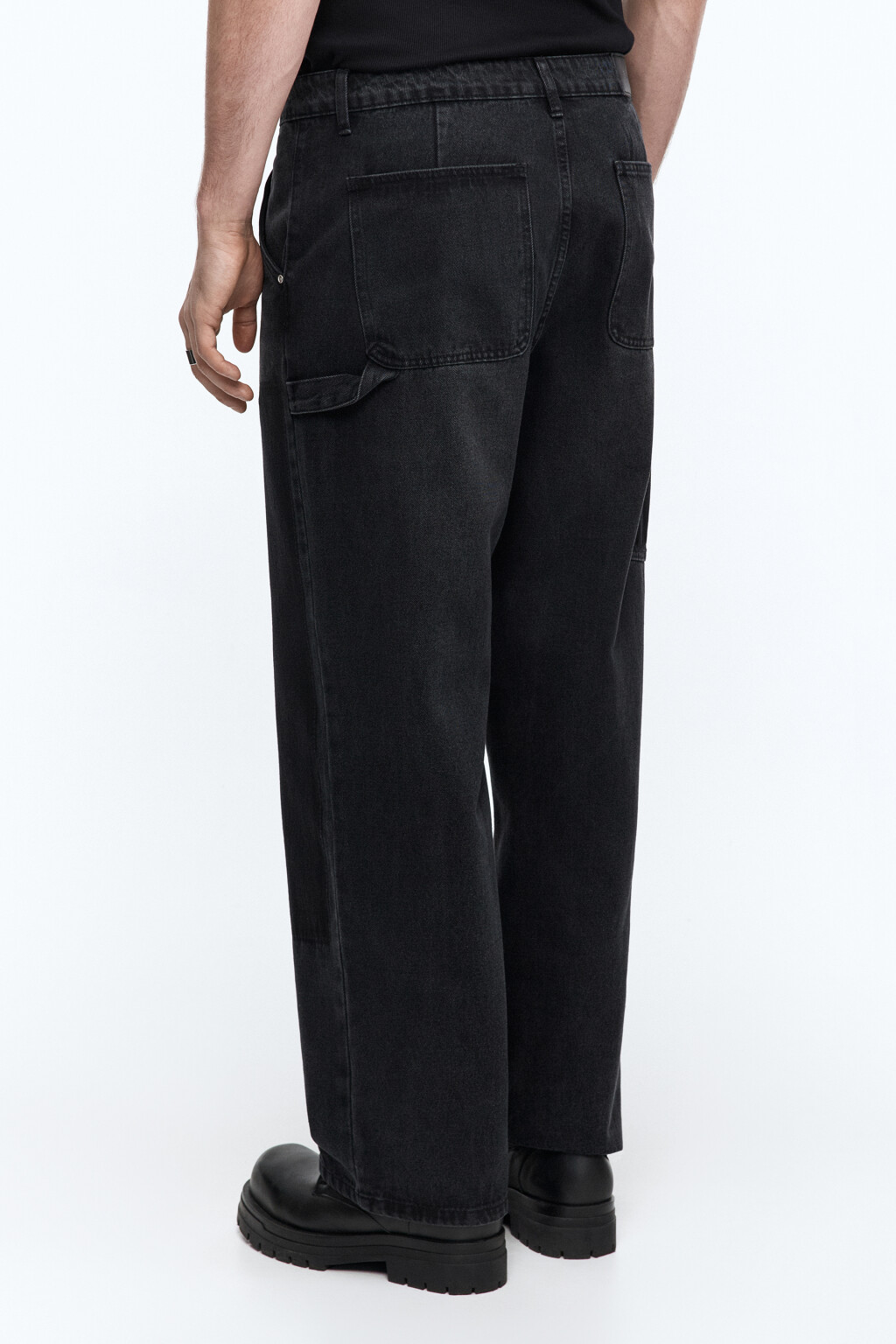 Джинсы прямые с декоративной петлей - цвет серый - 3