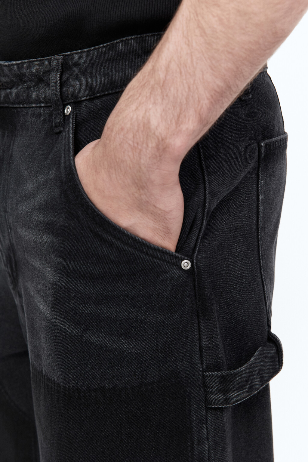 Джинсы прямые с декоративной петлей - цвет серый - 7