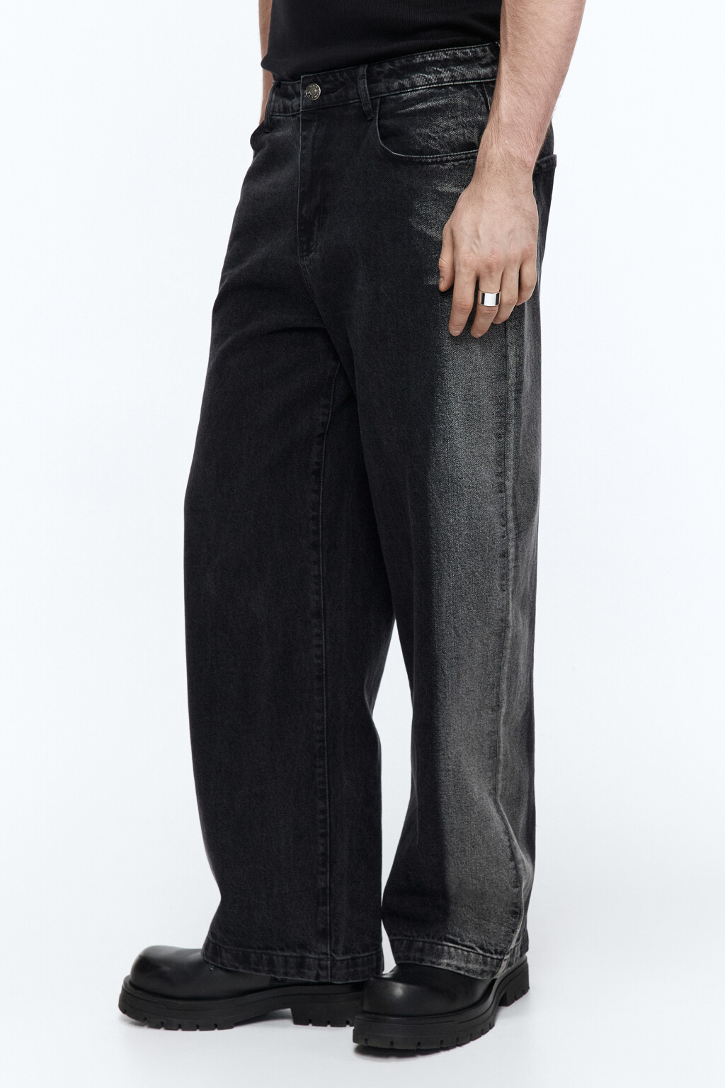 Джинсы прямые с полосами по бокам - цвет серый - 4