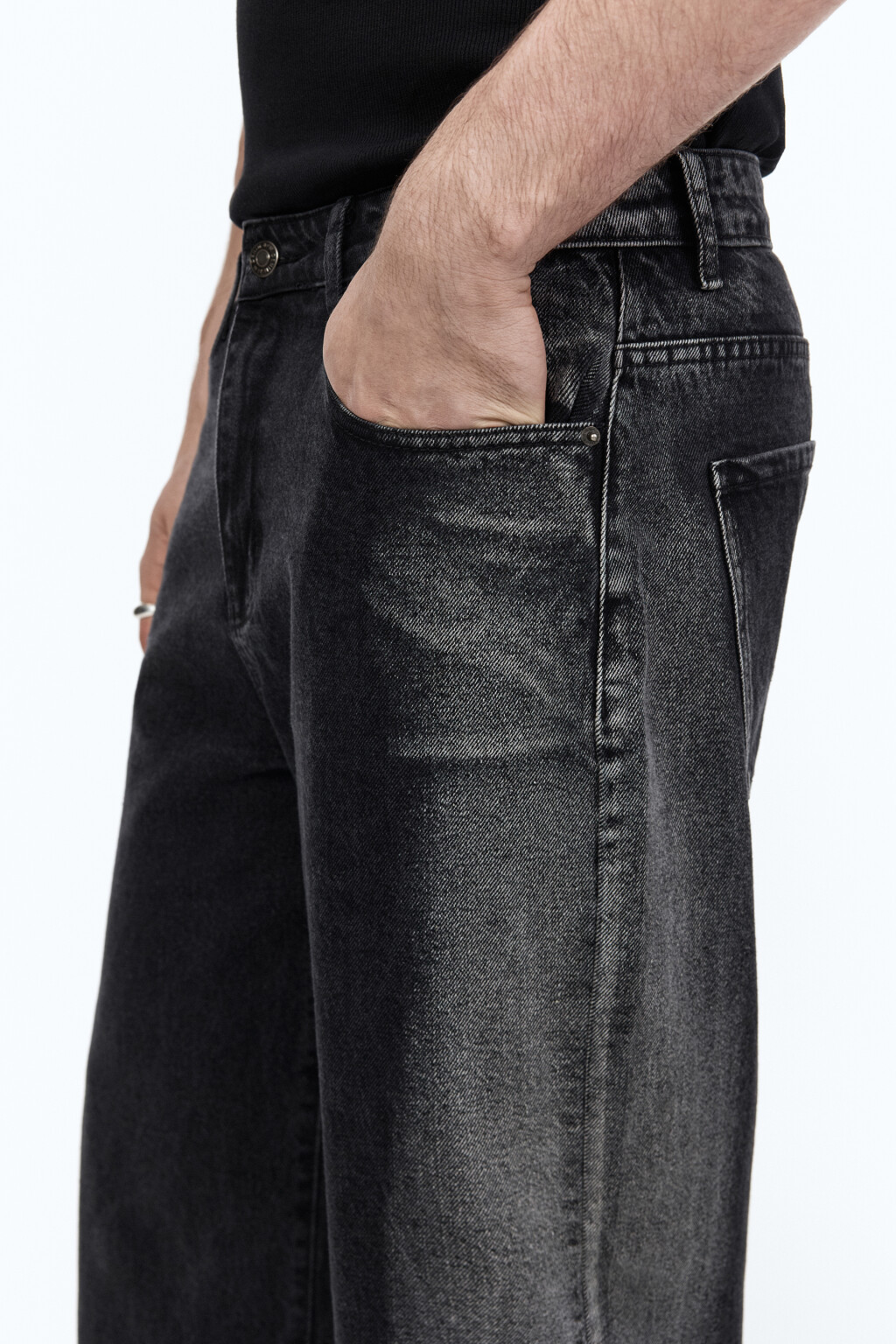 Джинсы прямые с полосами по бокам - цвет серый - 8