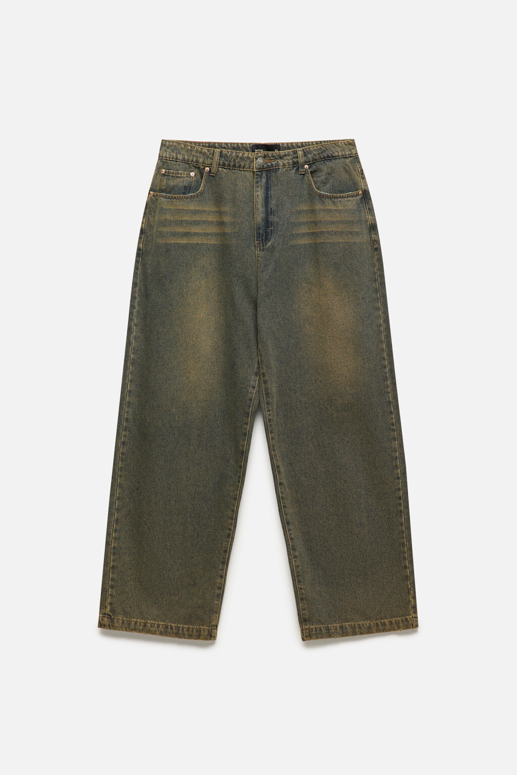 Джинсы широкие с эффектом dirty wash - цвет голубой - 9