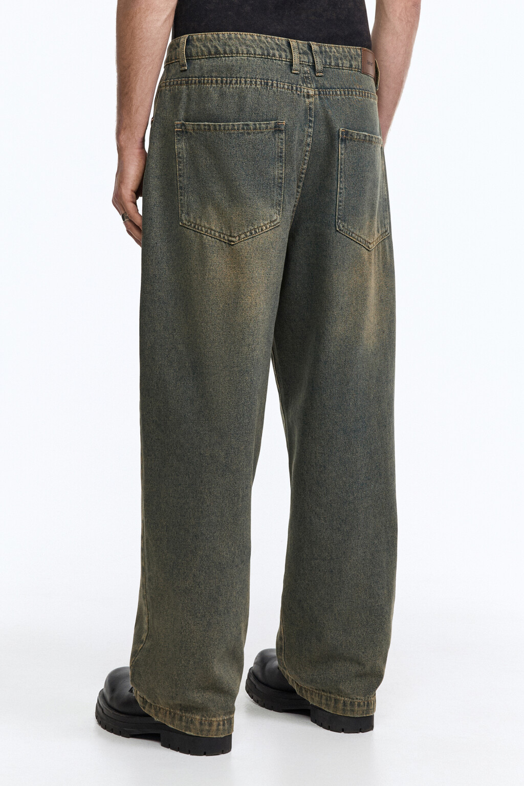 Джинсы широкие с эффектом dirty wash - цвет голубой - 5