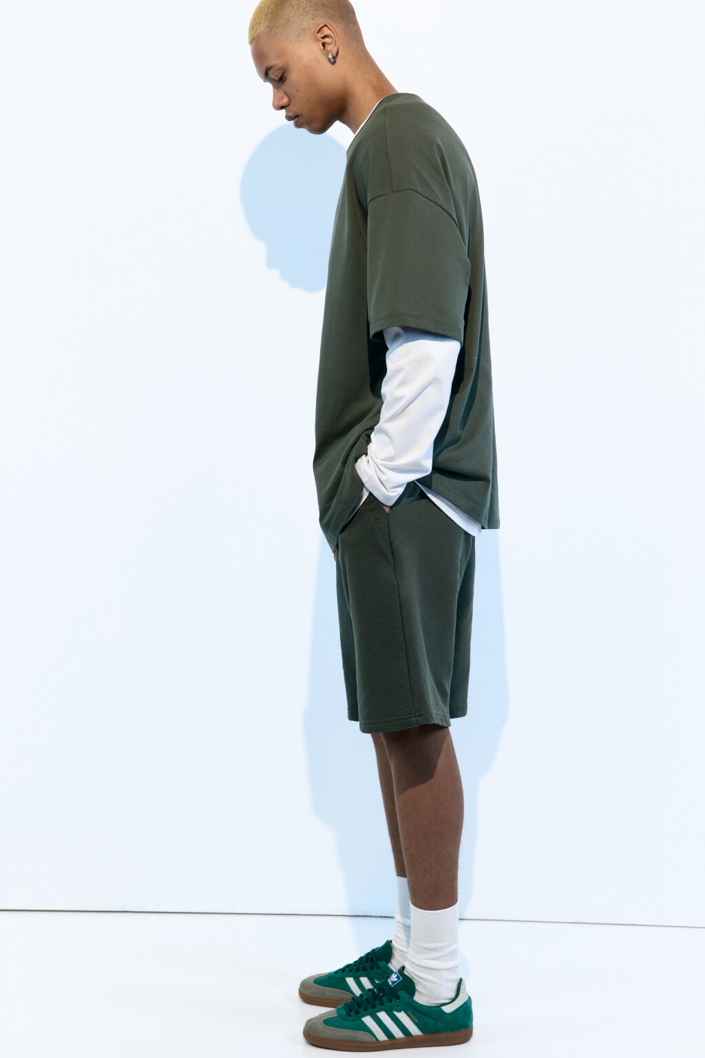 Шорты из футера с поясом на завязках - цвет зеленый - 2