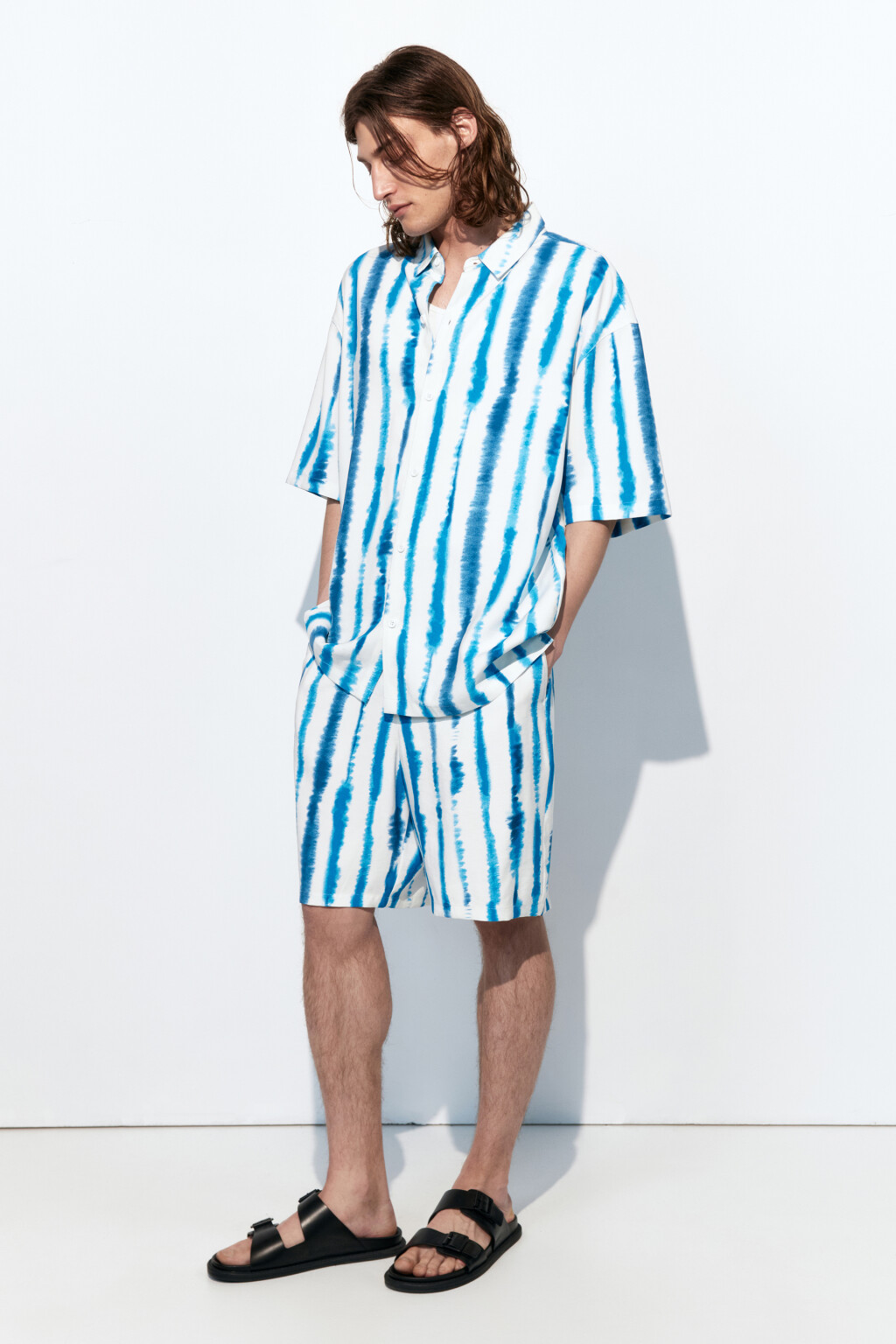 Шорты-бермуды вискозные с принтом - цвет белый - 5