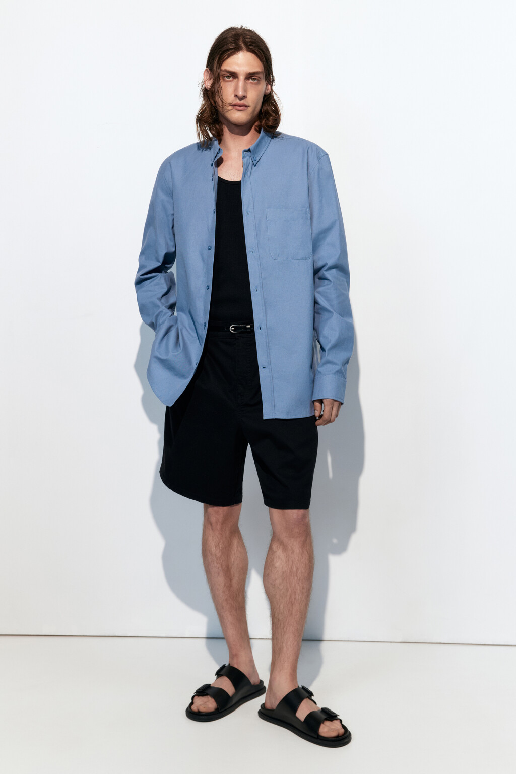 Шорты-бермуды хлопковые с резинкой на поясе - цвет черный - 5