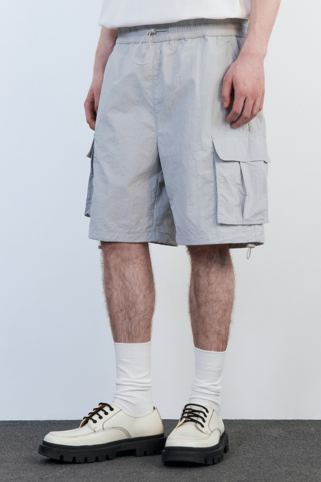 Шорты-парашюты с накладными карманами - цвет серый - 3