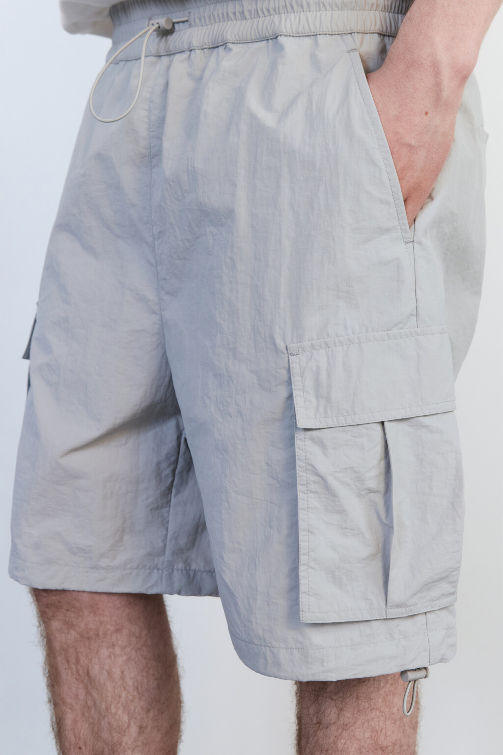 Шорты-парашюты с накладными карманами - цвет серый - 7