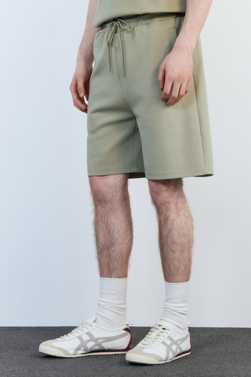 Шорты из футера с поясом на завязках - цвет зеленый - 3