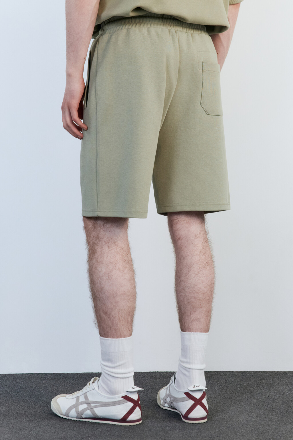 Шорты из футера с поясом на завязках - цвет зеленый - 4