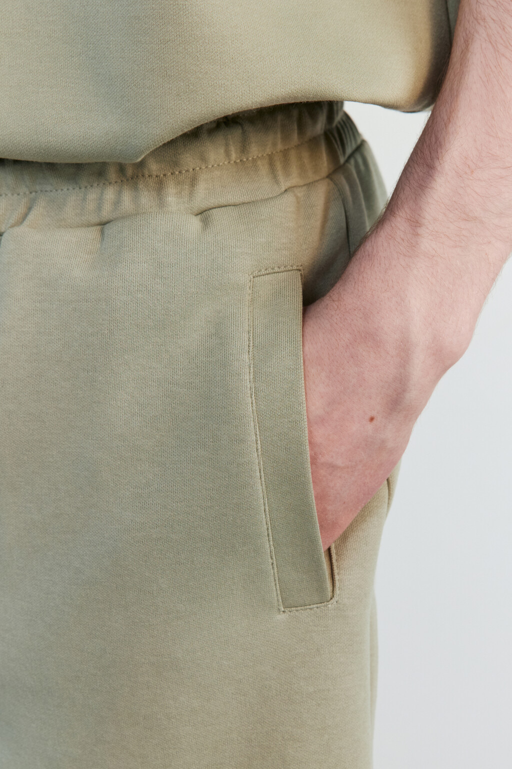 Шорты из футера с поясом на завязках - цвет зеленый - 7