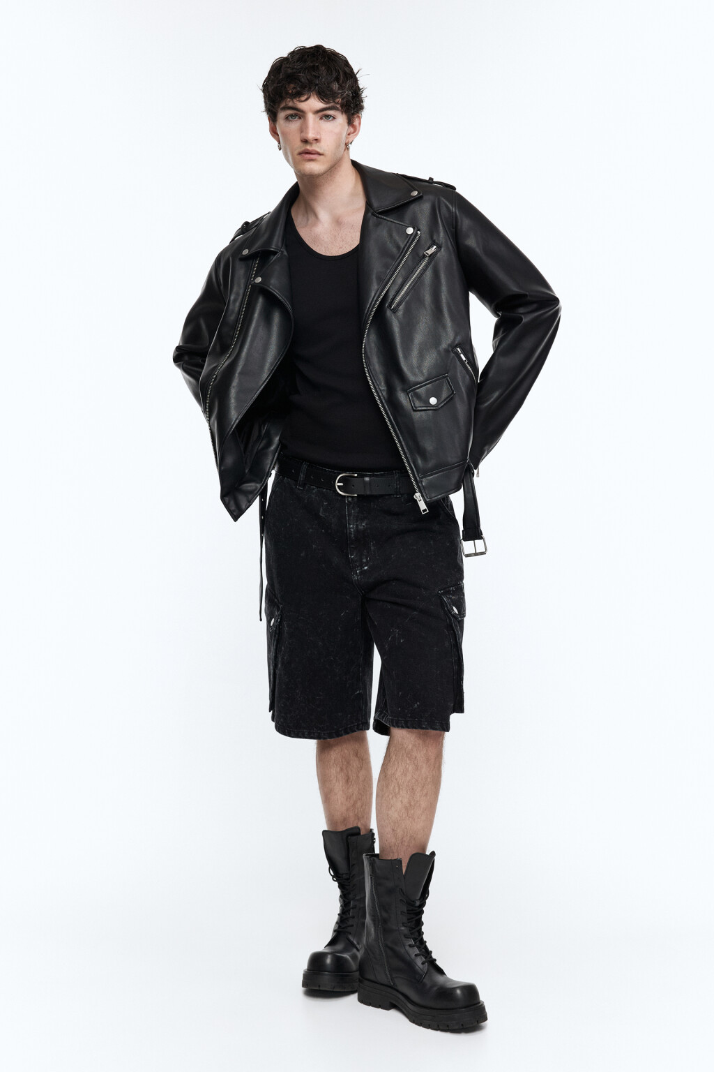 Шорты-бермуды джинсовые с вареным эффектом - цвет серый - 6