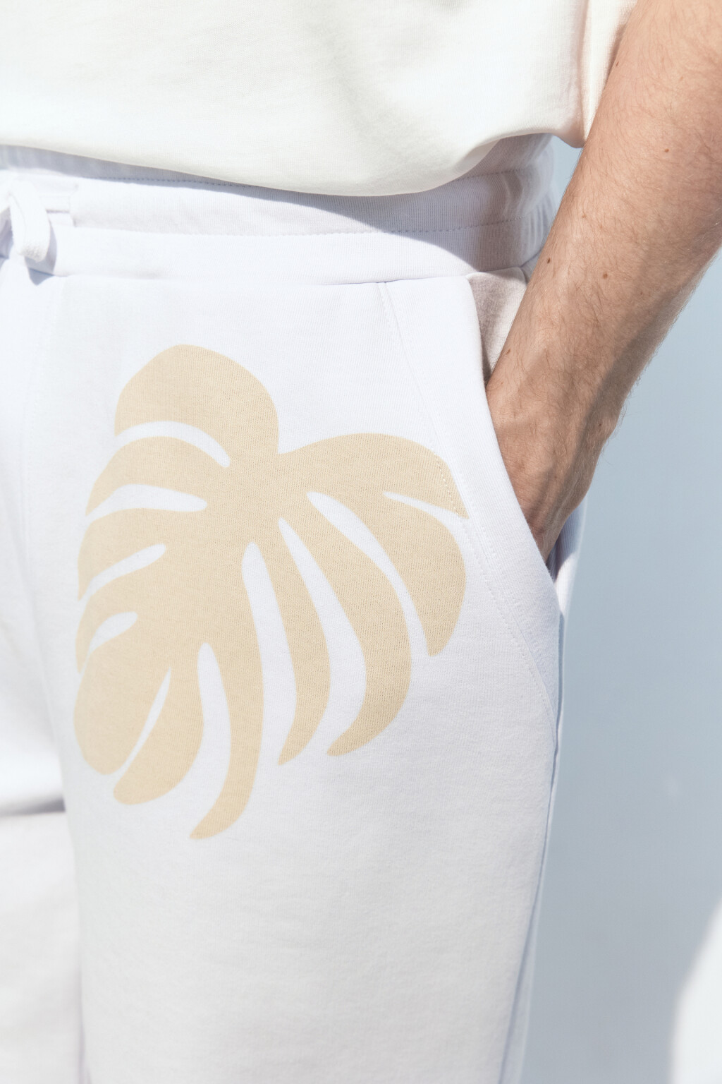 Шорты трикотажные с принтом - цвет белый - 7