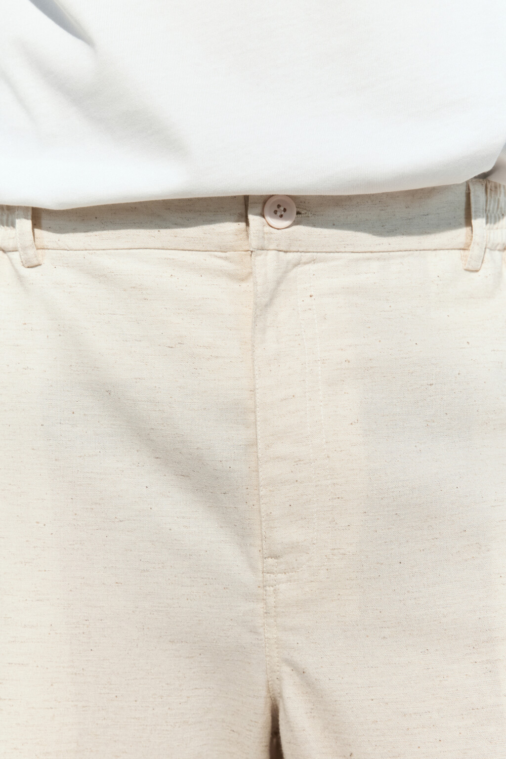 Шорты костюмные из льняной ткани - цвет молочный - 6