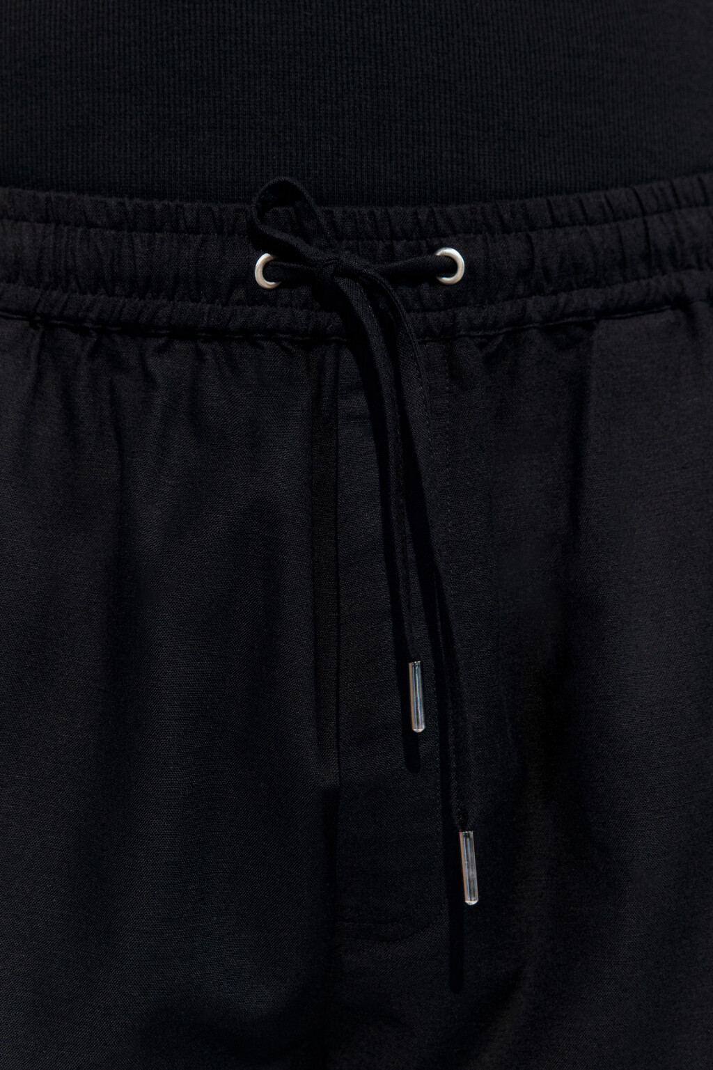 Шорты льняные с резинкой на поясе - цвет черный - 6