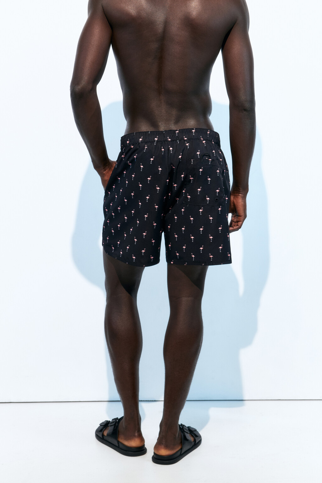 Шорты купальные с поясом на завязках - цвет черный - 4