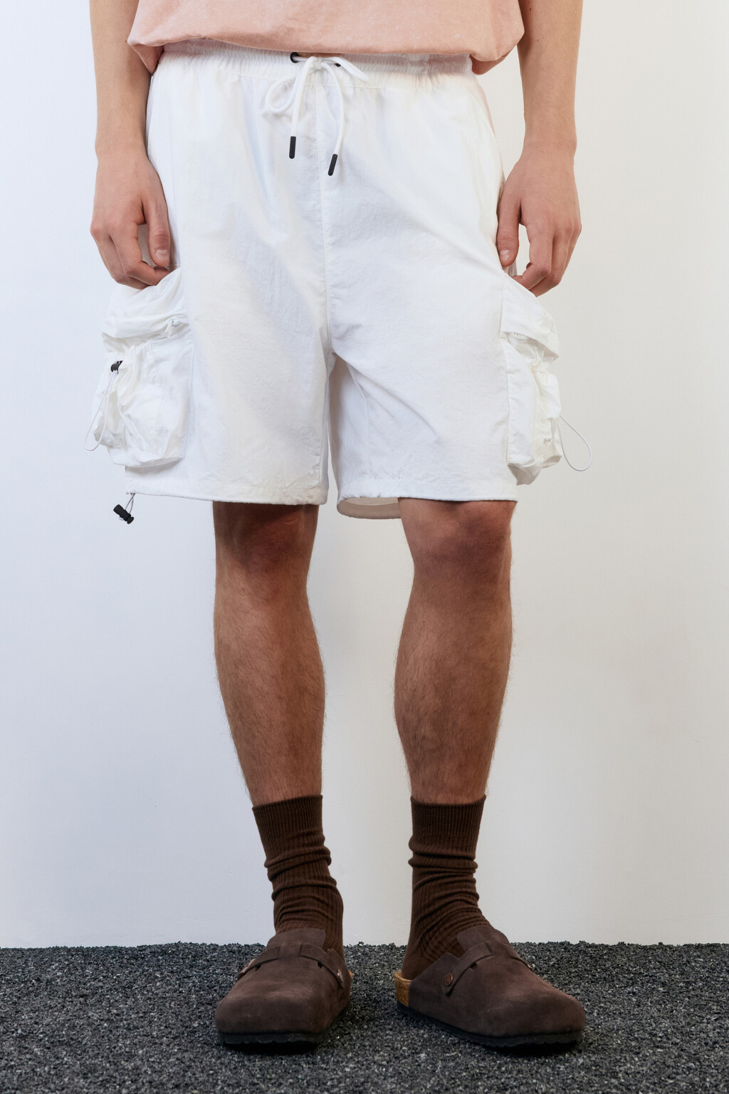 Шорты-парашюты с объемными карманами - цвет белый - 2