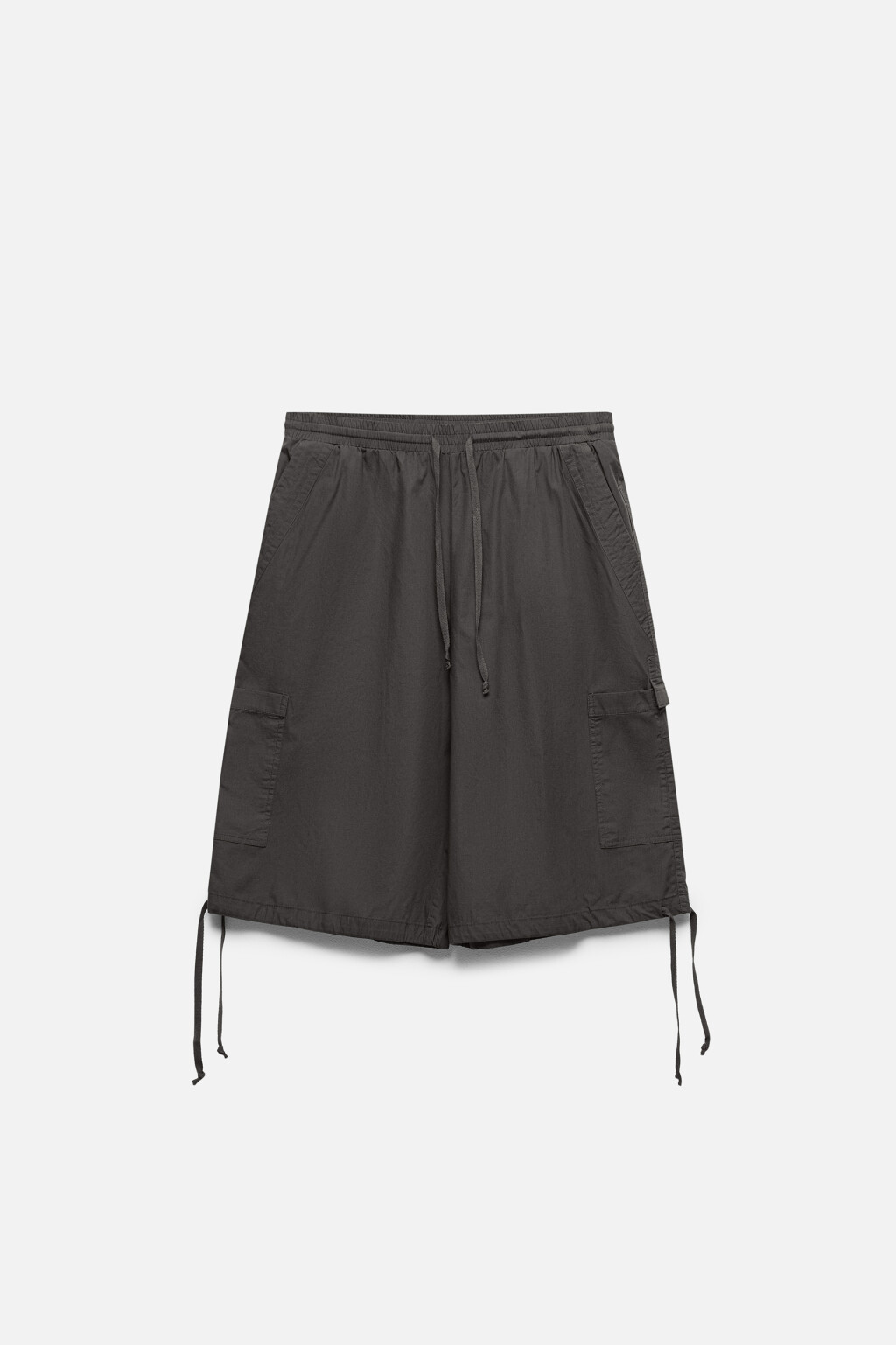 Шорты-бриджи широкие хлопковые с карманами-карго - цвет серый - 11