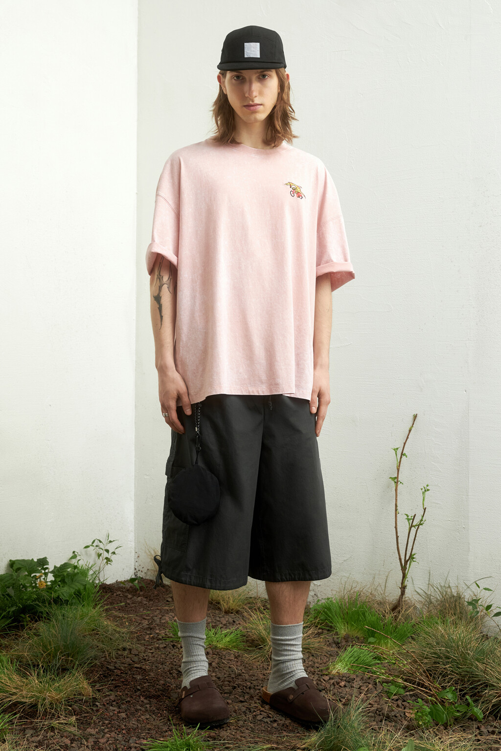 Шорты-бриджи широкие хлопковые с карманами-карго - цвет серый - 9