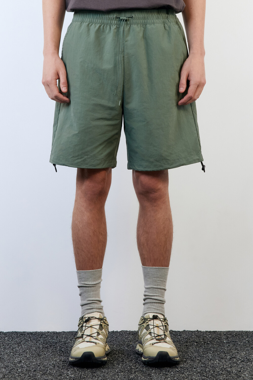 Шорты широкие с поясом на завязках - цвет зеленый - 2