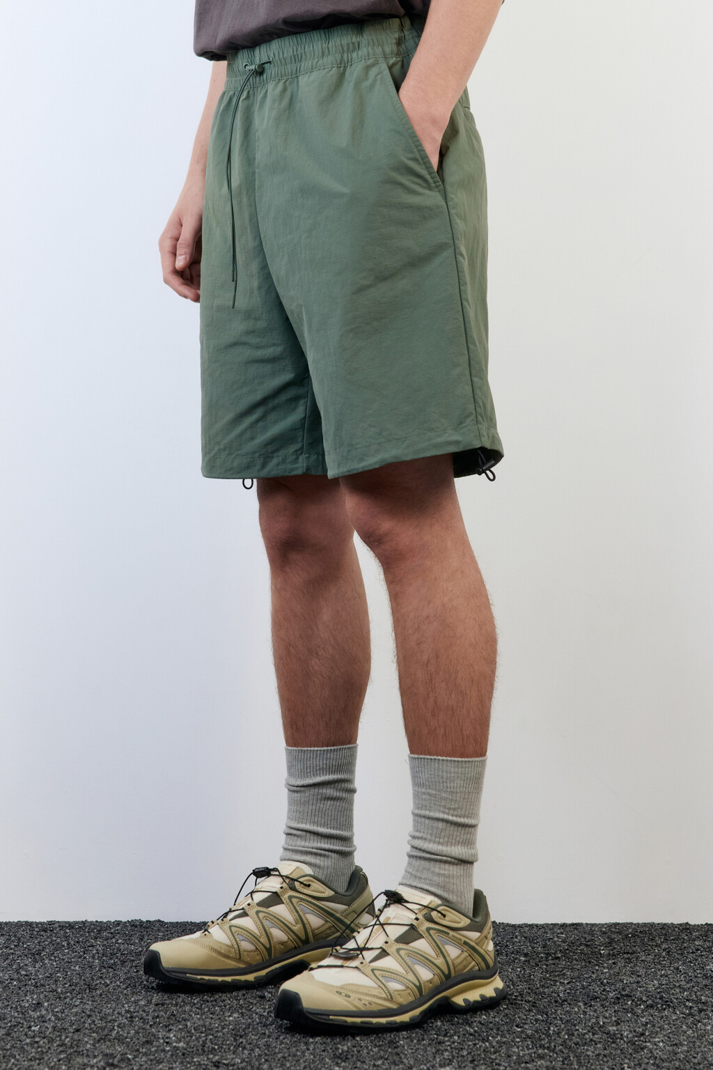 Шорты широкие с поясом на завязках - цвет зеленый - 3