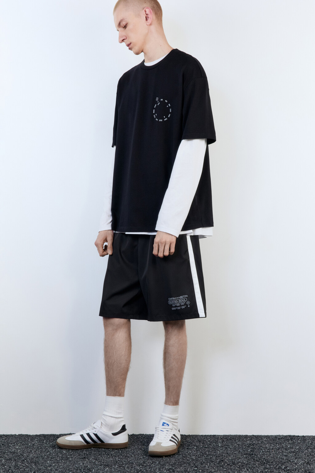 Шорты купальные с лампасами и принтом - цвет черный - 4