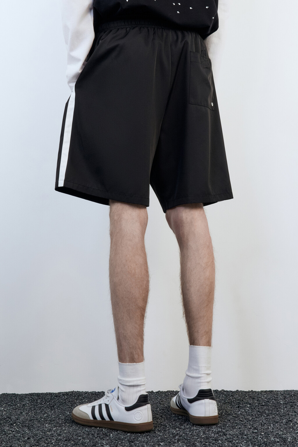 Шорты купальные с лампасами и принтом - цвет черный - 3