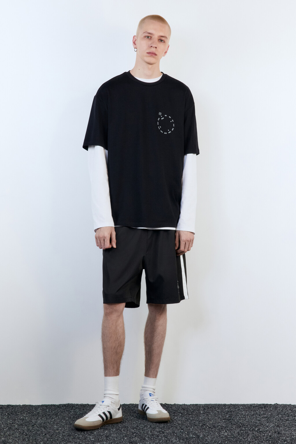 Шорты купальные с лампасами и принтом - цвет черный - 5