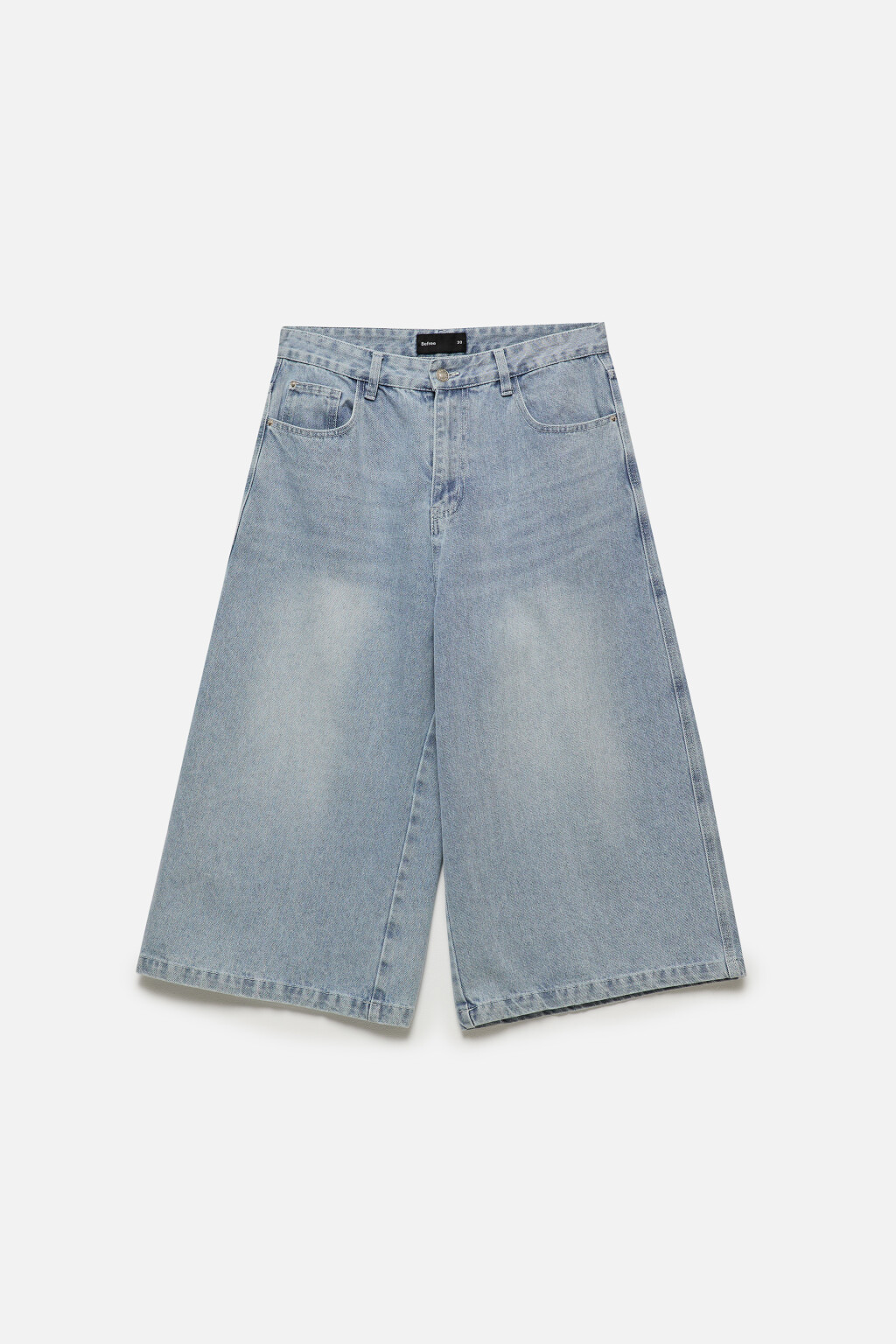 Шорты-бермуды джинсовые со средней посадкой - цвет голубой - 9