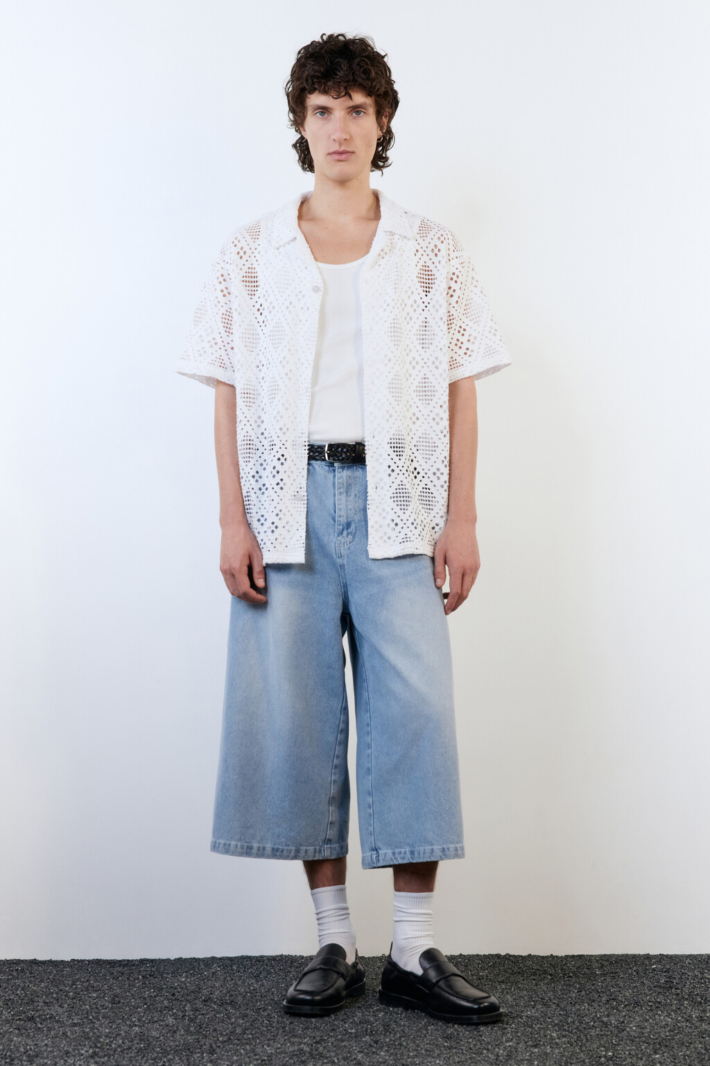 Шорты-бермуды джинсовые со средней посадкой - цвет голубой - 5