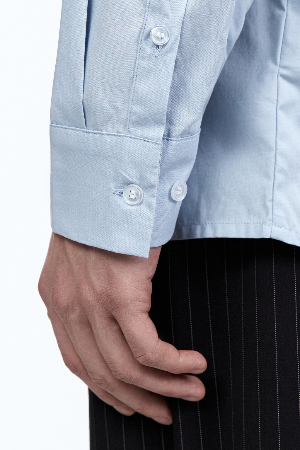 Рубашка оверсайз с удлиненной подкладкой - цвет синий - 7