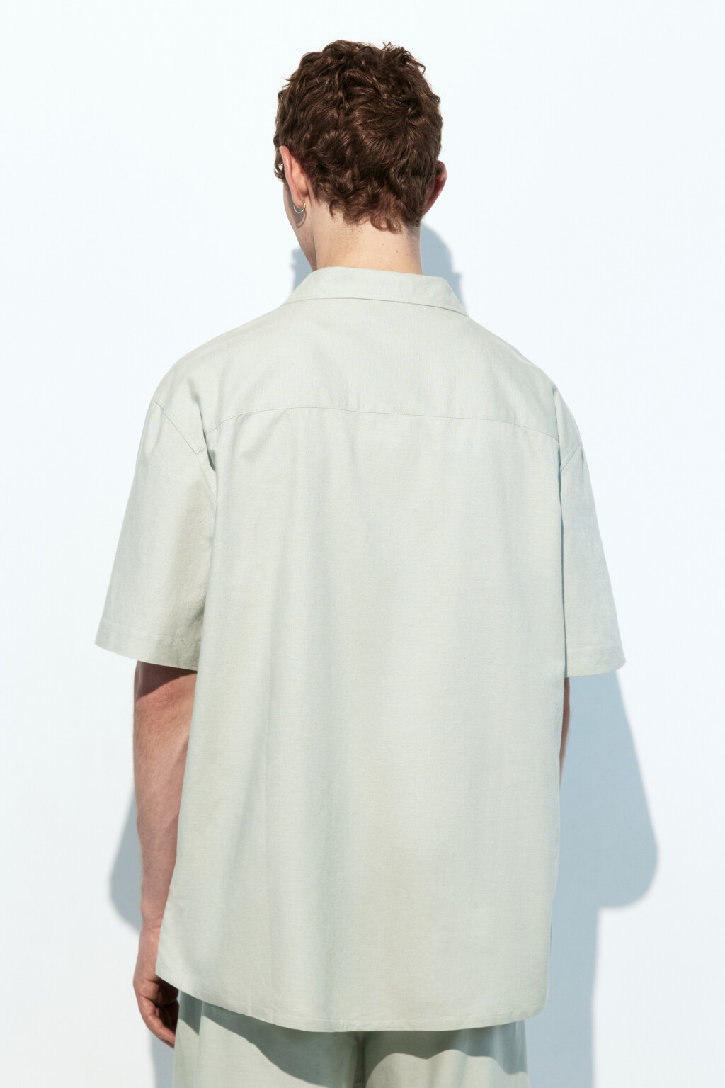 Рубашка льняная с коротким рукавом - цвет зеленый - 4