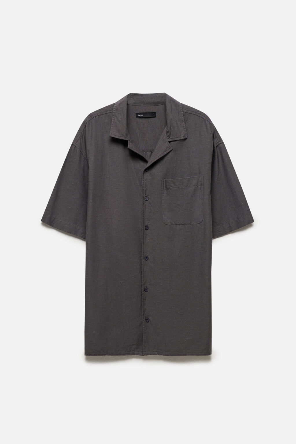 Рубашка льняная с коротким рукавом - цвет серый - 8